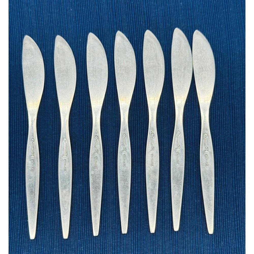 Oneida Community Venetia Butter Spreader Silver Stainless Steel Set of 7